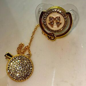 Now Diamond Pacifier with bedazzled Clip